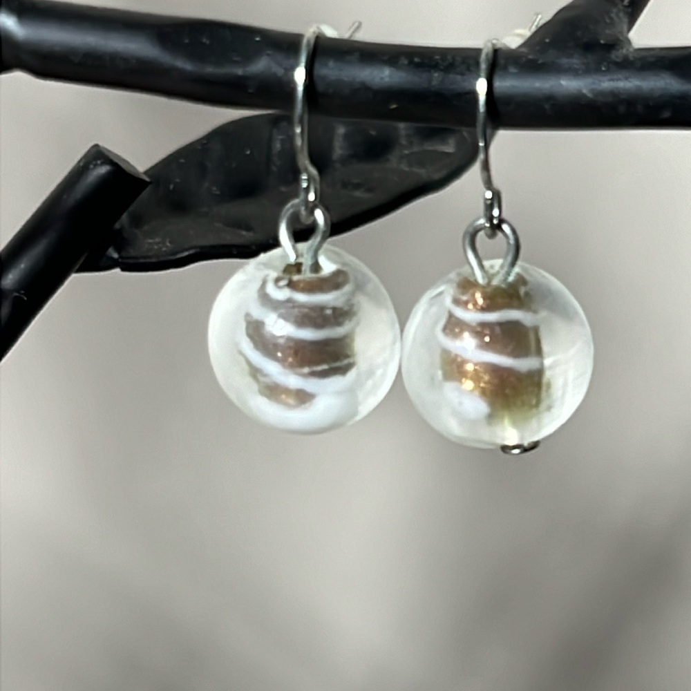 Swirl Bead Dangle Earrings .5”